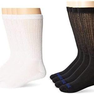 MediPEDS Men's Diabetic Crew Socks - Comfortable Moisture-Wicking - Ideal for Diabetic Individuals - Everyday Wear - 4 P