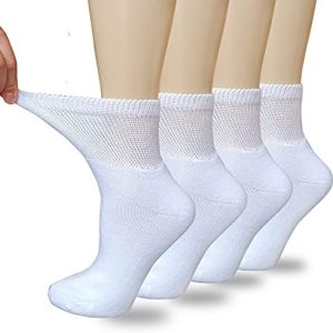 Women's Diabetic Socks - Soft Moisture-Wicking Breathable - Extra Wide Non-Binding for Comfort - 4 Pairs White - Size 9-